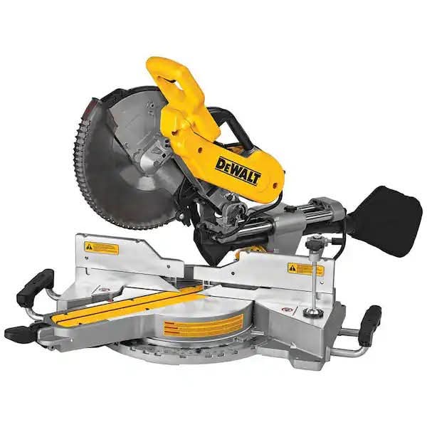 Dewalt 15 Amp Corded 12 in. Double Bevel Sliding Compound Miter Saw, Blade Wrench and Material Clamp - Image 2