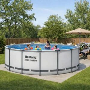 Bestway Steel Pro MAX 15 ft. Round 48 in. Deep Above Ground Pool Set