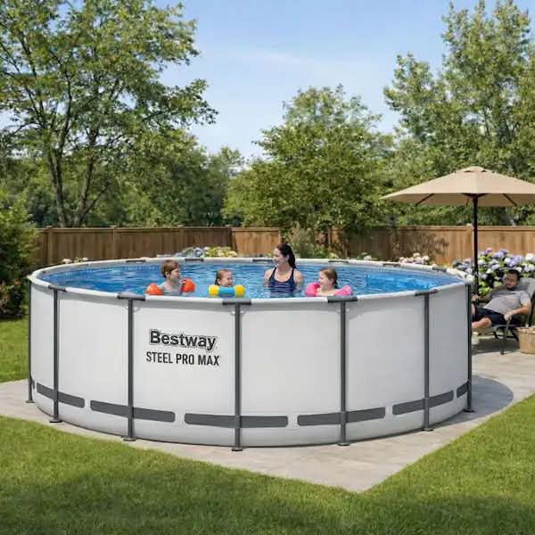 Bestway Steel Pro MAX 15 ft. Round 48 in. Deep Above Ground Pool Set