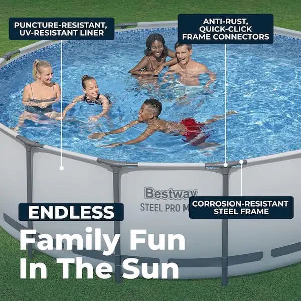 Bestway Steel Pro MAX 15 ft. Round 48 in. Deep Above Ground Pool Set - Image 5