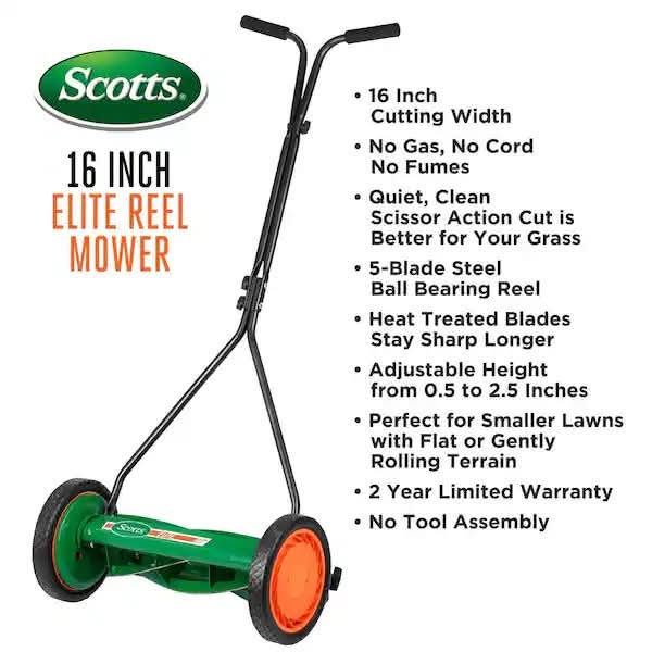 Scott's 16 in. Manual Walk Behind Push Reel Lawn Mower - Image 2