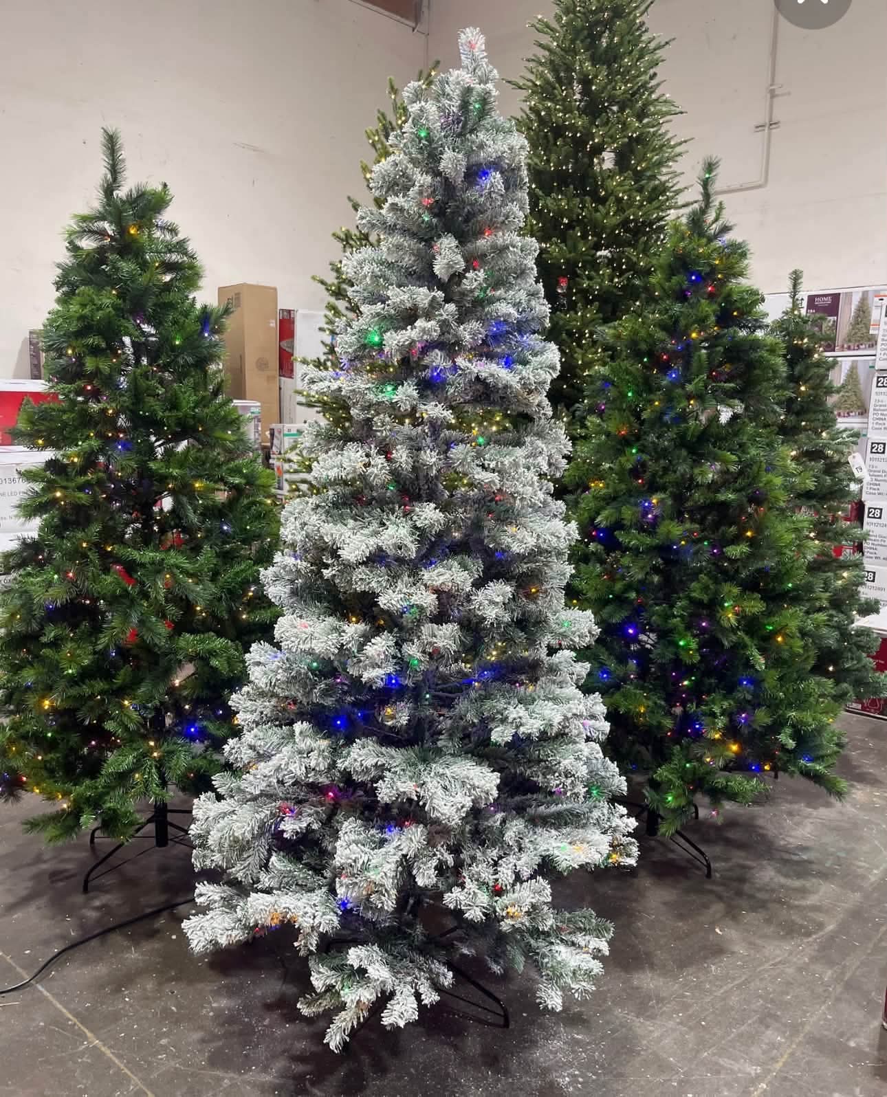 7.5 ft. Festive Mixed Pine Flocked LED Pre-Lit Artificial Christmas Tree T12 - Image 2
