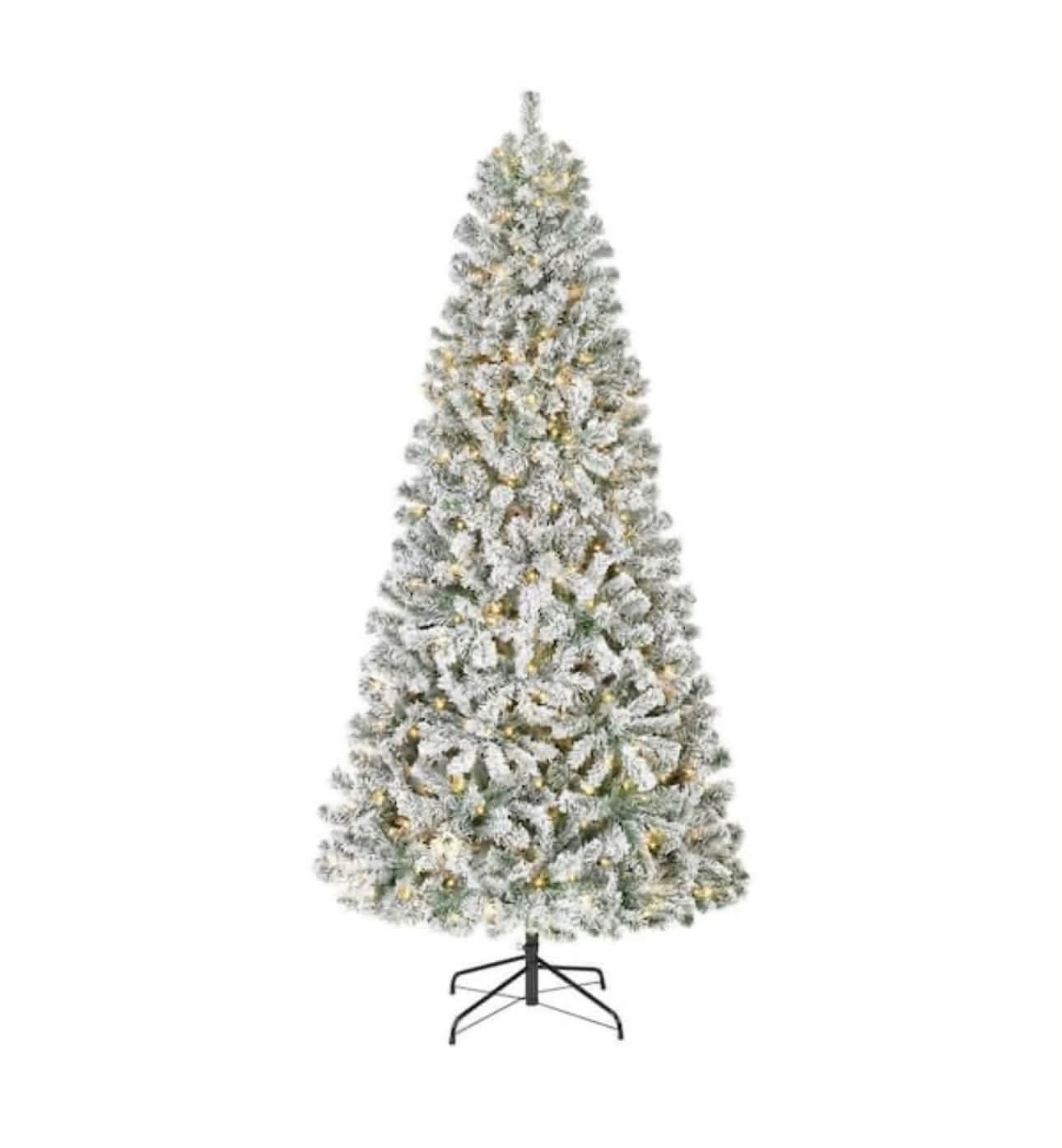 7.5 ft. Festive Mixed Pine Flocked LED Pre-Lit Artificial Christmas Tree T12 - Image 3