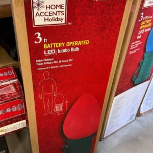 Home Accents Holiday 3 ft. Battery Operated LED Jumbo Green Bulb Holiday Yard Decoration