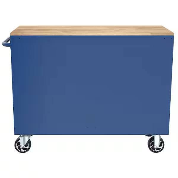 HuskyTool Storage 46 in. W x 18 in. D 9-Drawer Gloss Blue Mobile Workbench Cabinet - Image 6
