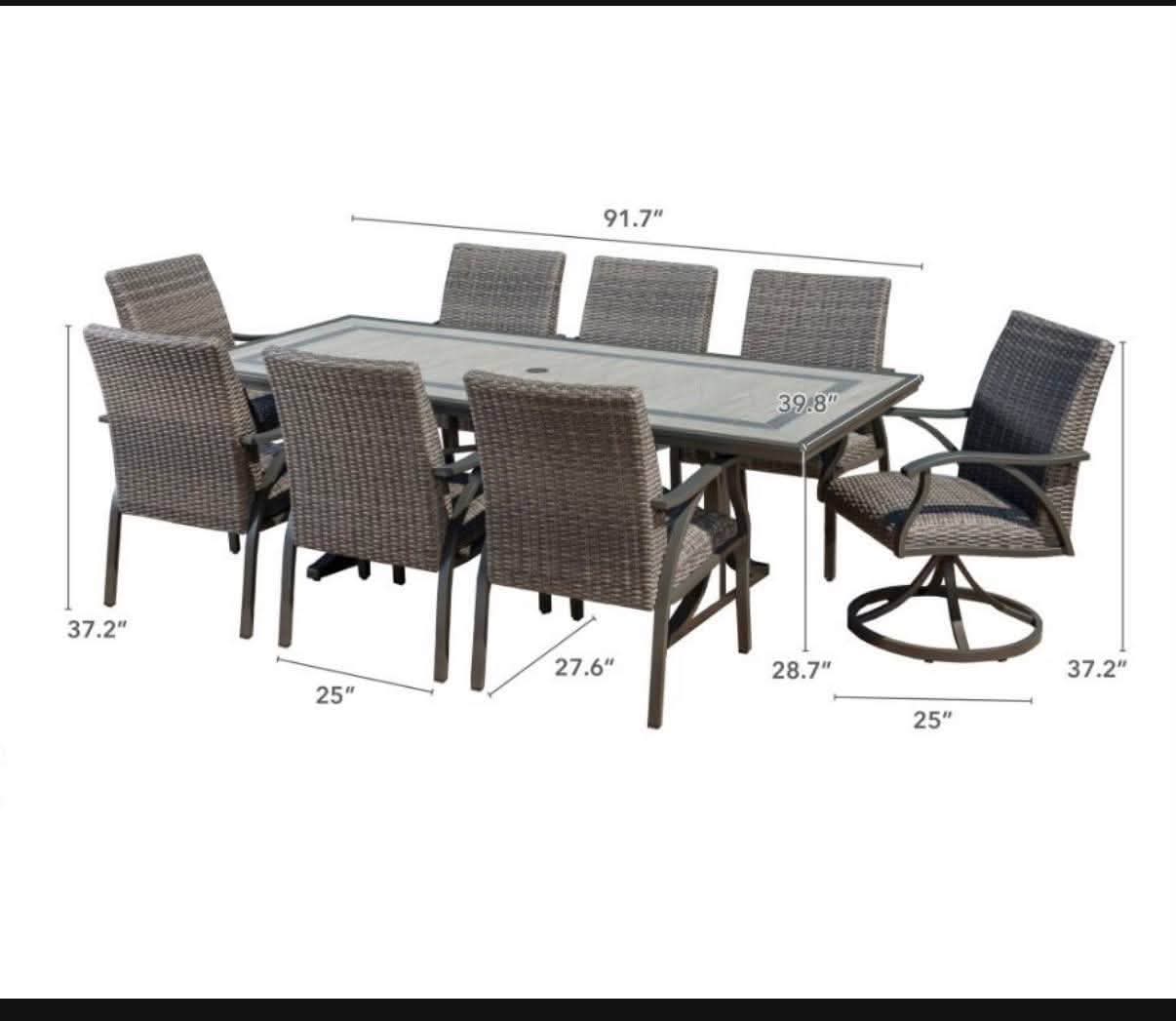 SunVilla Cobalt 9-Piece Outdoor Patio Dining Set - Image 4