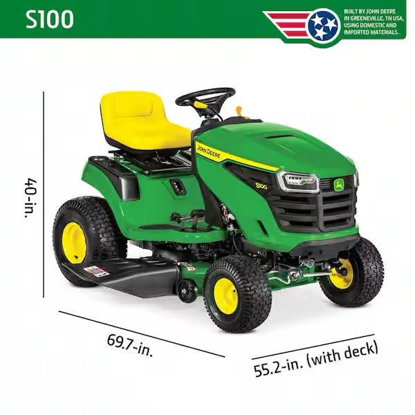 John Deere S100 42 in. 17.5 HP Gas Hydrostatic Riding Lawn Mower - Image 2