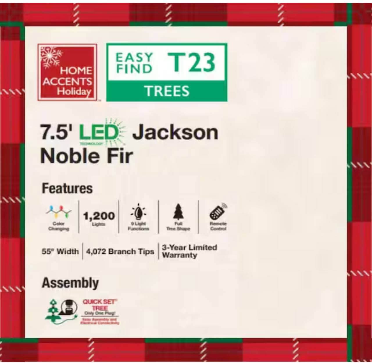 7.5 ft. Jackson Noble Fir LED Pre-Lit Artificial Christmas Tree T23 - Image 2