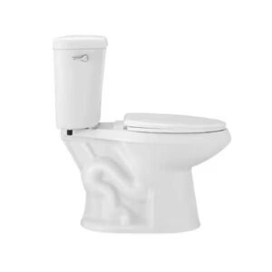 Glacier Bay 10 in. Rough In 2-Piece 1.28 GPF Single Flush Elongated Toilet in White, Seat Included