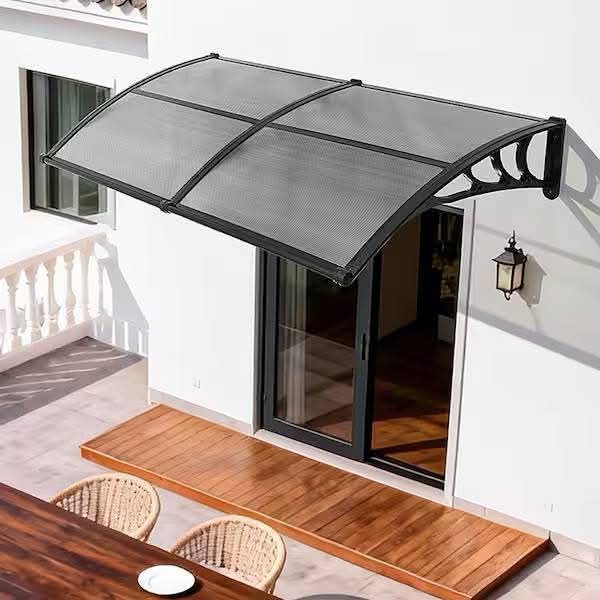 VEVOR Awnings for Door Entrance, 38 x 78 in., Exterior Front Door Window Awnings with Drainage and ABS Bracket, Smoky Gray - Image 2