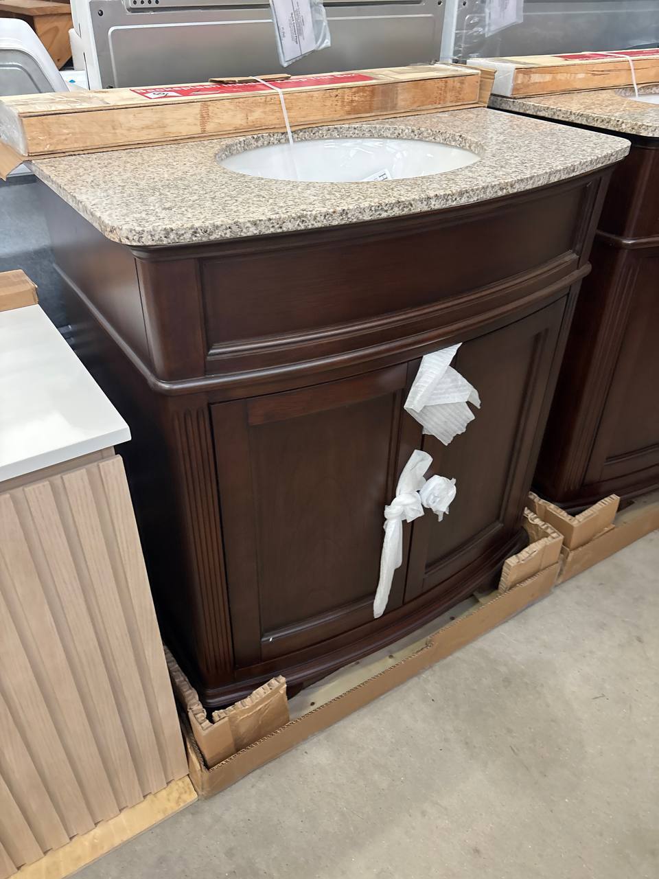 Terryn 31 in. Single Sink Cherry Bath Vanity with Beige Granite Top